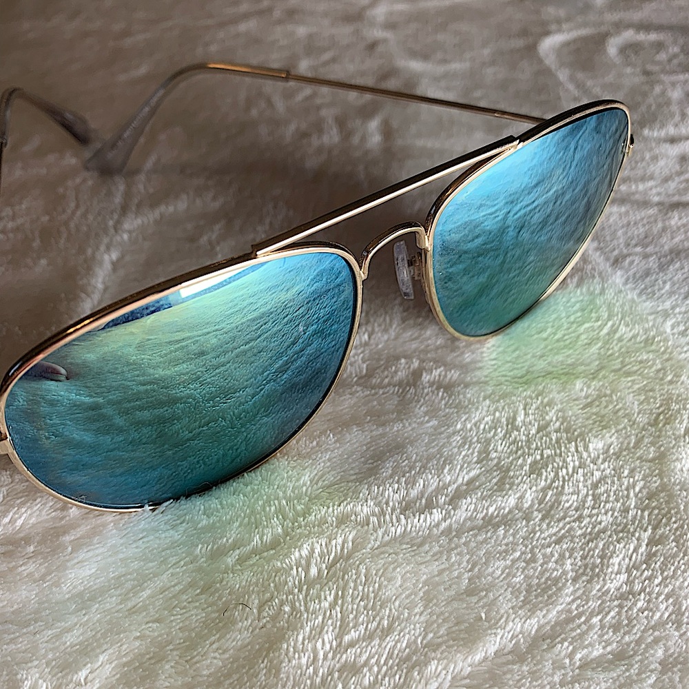 Aviator Reflective Turquoise Sunglasses